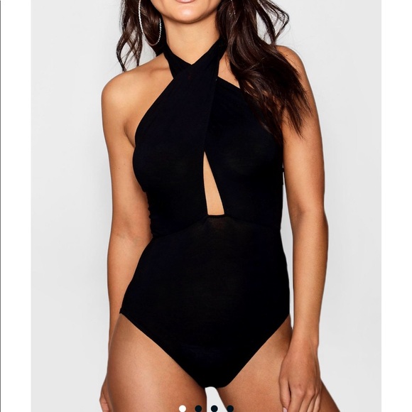 Boohoo Tops - Black bodysuit (halter neck)